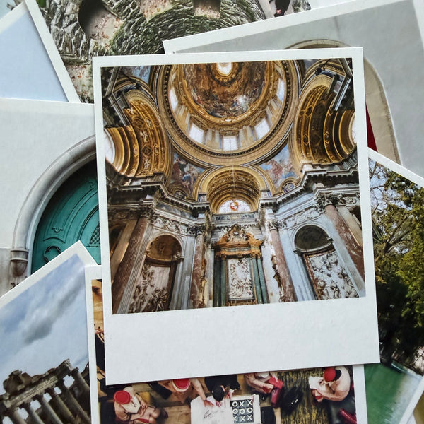 Collage of architectural photos with a prominent dome in the center