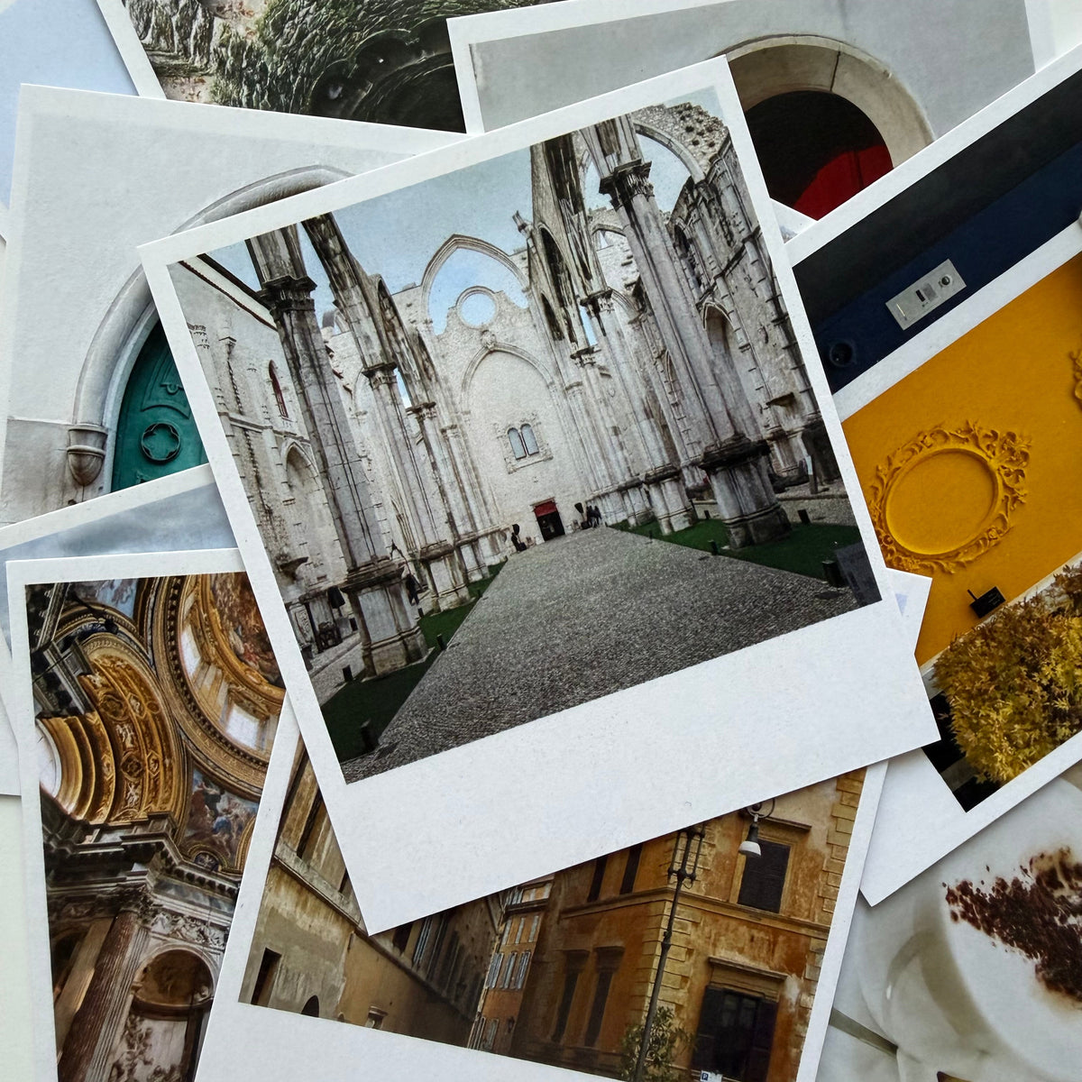 Collage of architectural photographs featuring a cathedral and other structures.