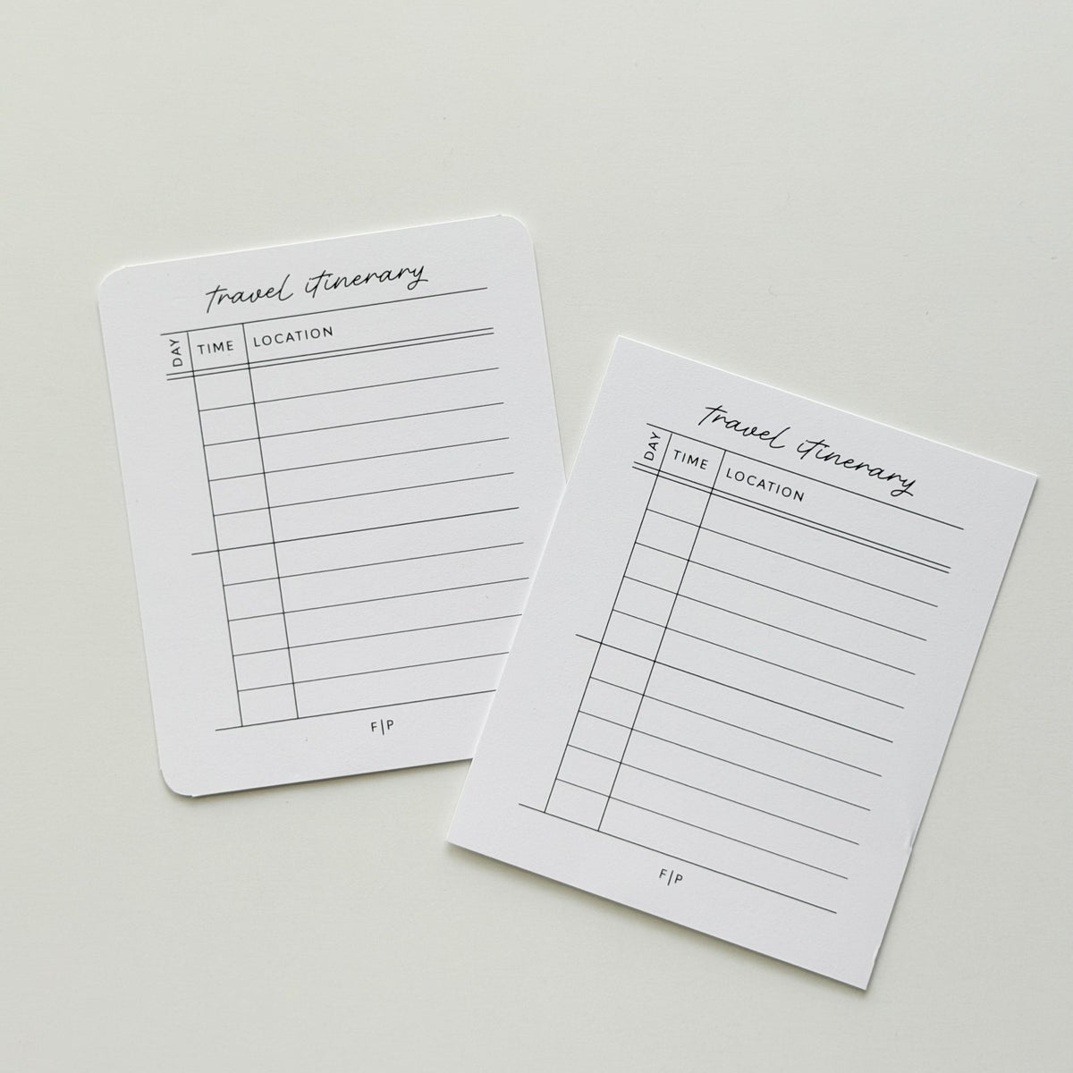 Travel Itinerary Journaling Cards